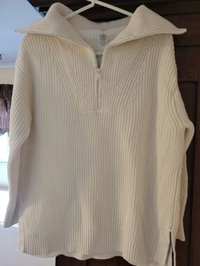 Lou And Grey Cozy Half-Zip Knit Sweater in Cream